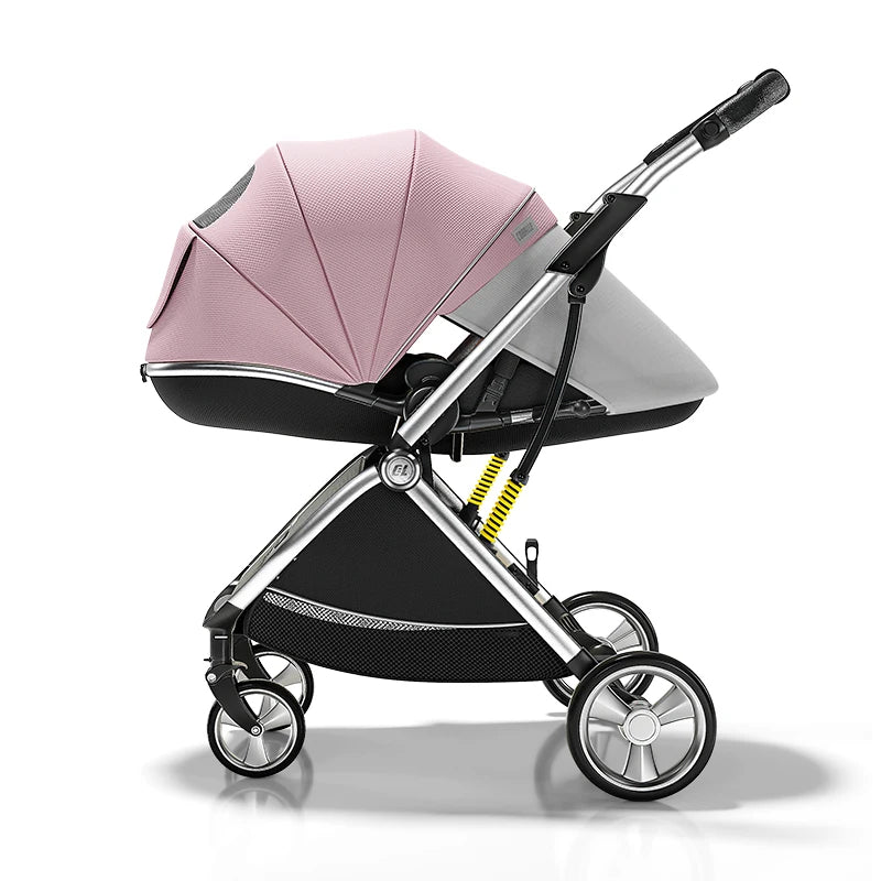 Luxurious Light High Landscape Baby Stroller Egg-shaped Seat for Newborn One Hand Recline Pushchair