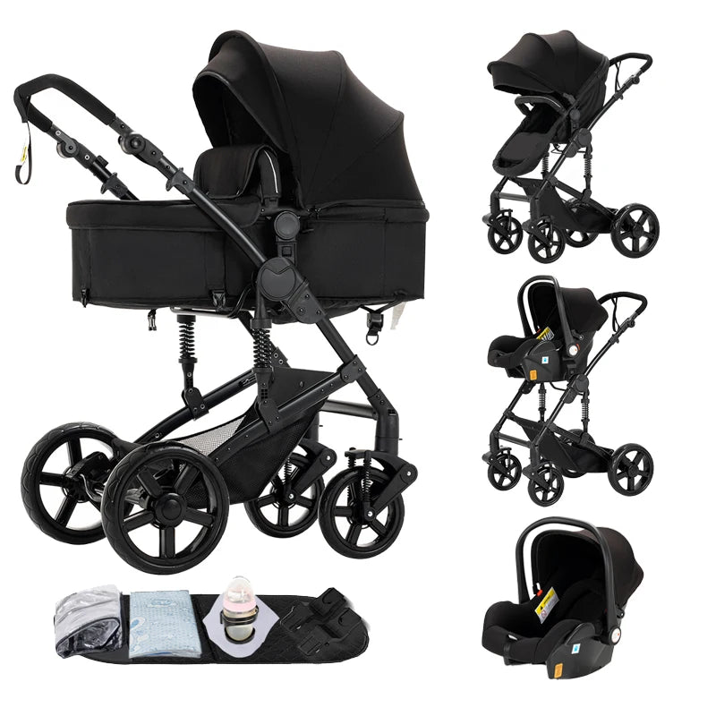 Baby Stroller 3‑in‑1 Travel System Pushchair Lightweight