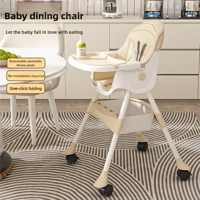 Portable Baby Dining Chair for Home Use Adjustable Height Multi-function Foldable High Chair