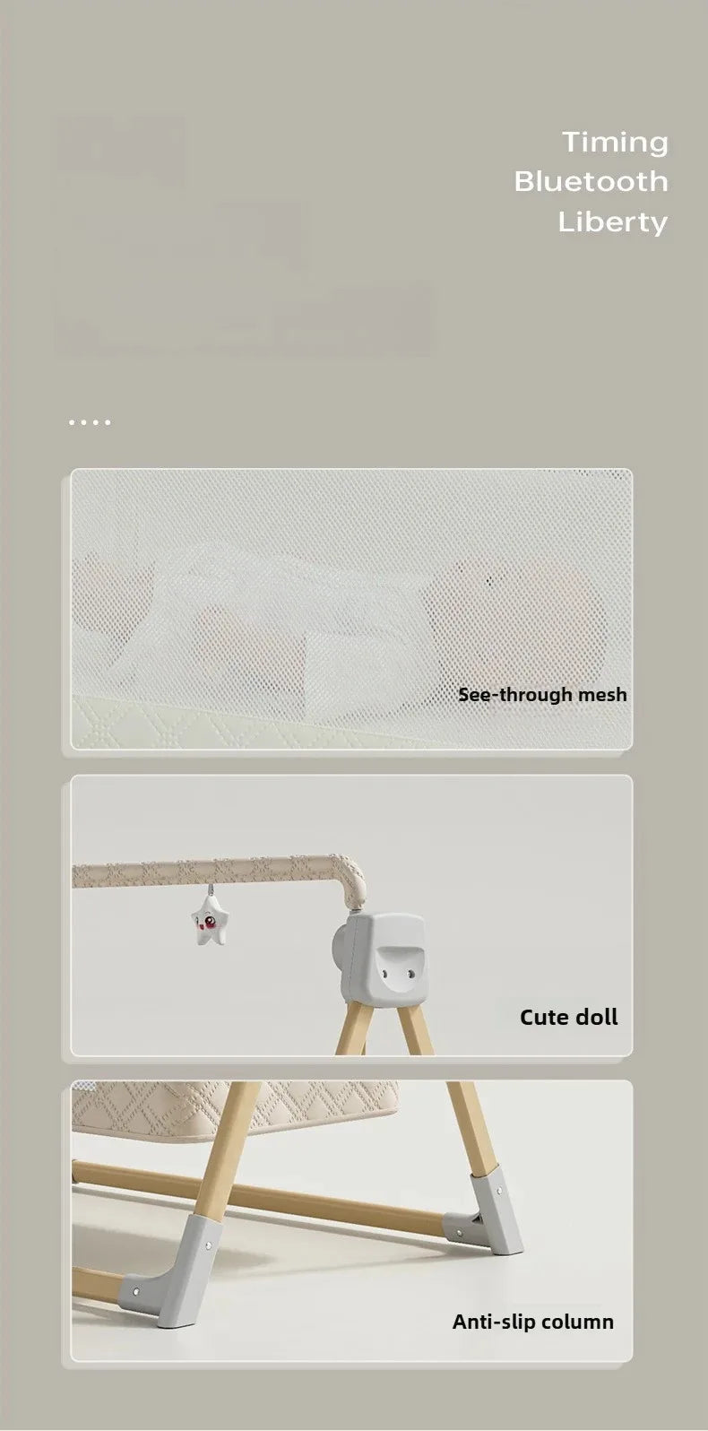 New Electric Baby Rocking Bed with Mosquito Portable Home Baby Rocking Bed Crib