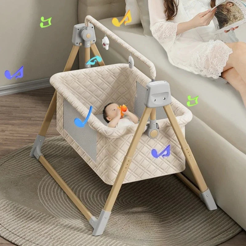 New Electric Baby Rocking Bed with Mosquito Portable Home Baby Rocking Bed Crib