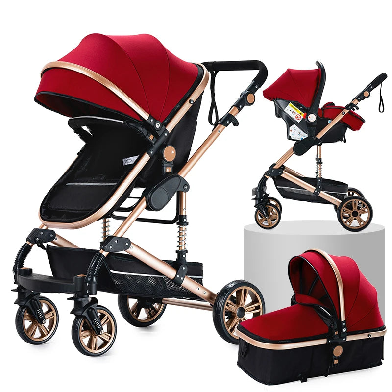 Compact Baby 3 in 1 Stroller Multifunctional Car Seat Stroller for Newborns Pushchair 0-36 months