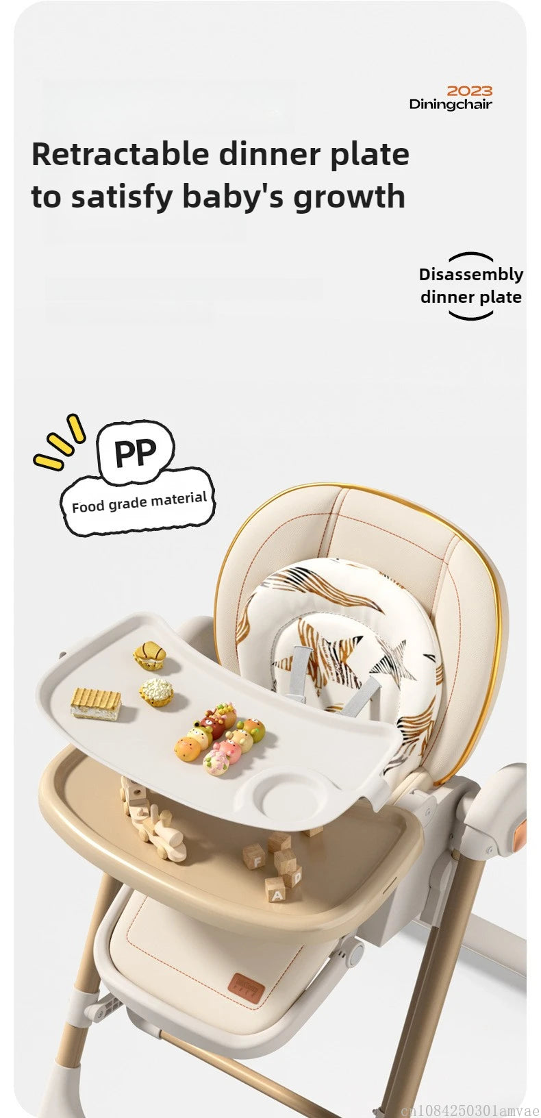 Baby dining chair, multifunctional foldable baby dining table chair, portable 2-in-1 rocking chair suitable for 0-6 years old
