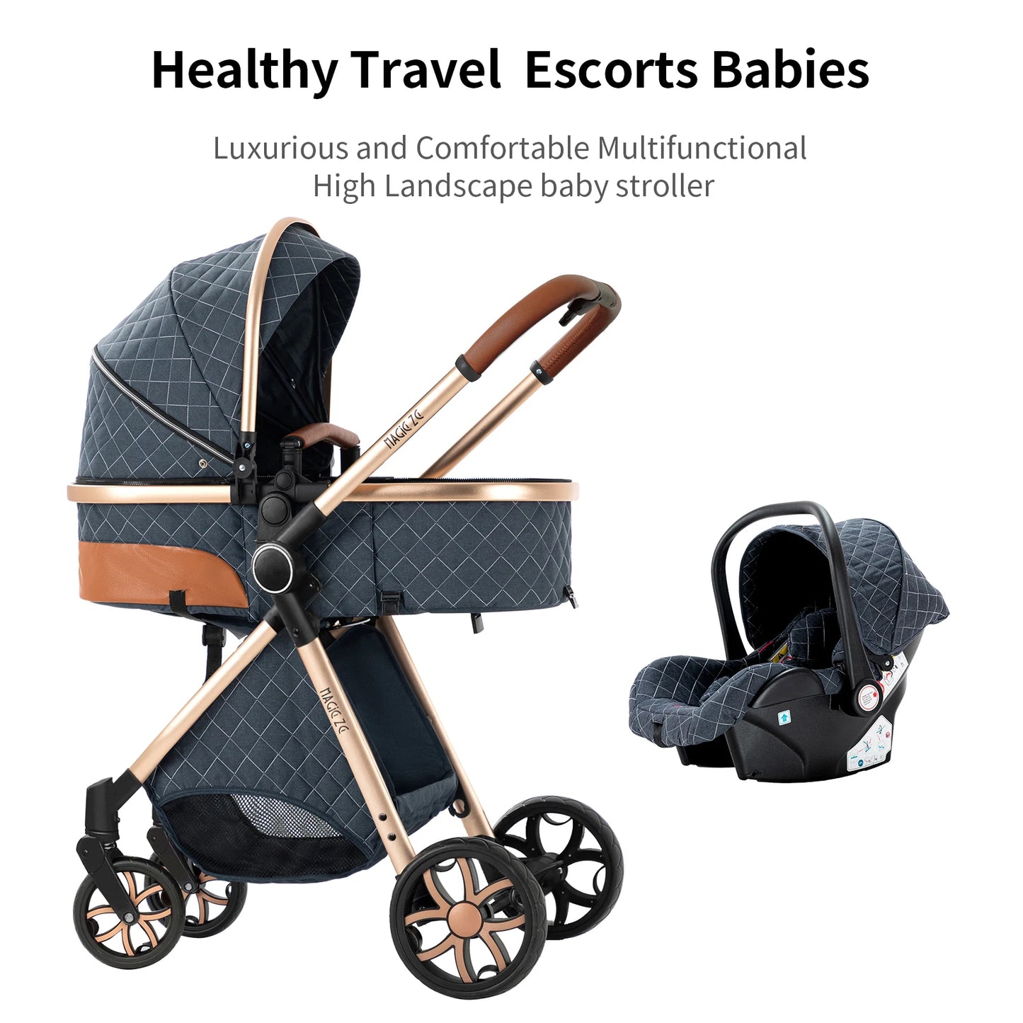 Baby Stroller 3‑in‑1 Travel System Pushchair Lightweight