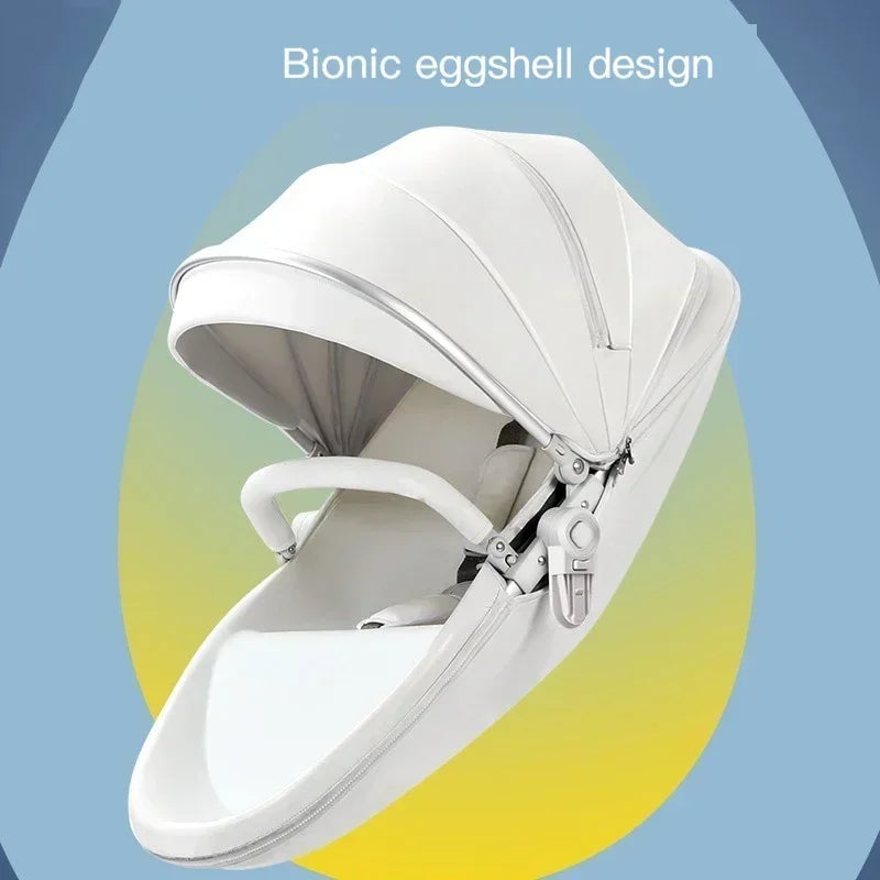 Baby Stroller 3in1,Luxury Baby Carriage with Car Seat, Eggshell Newborn Stroller