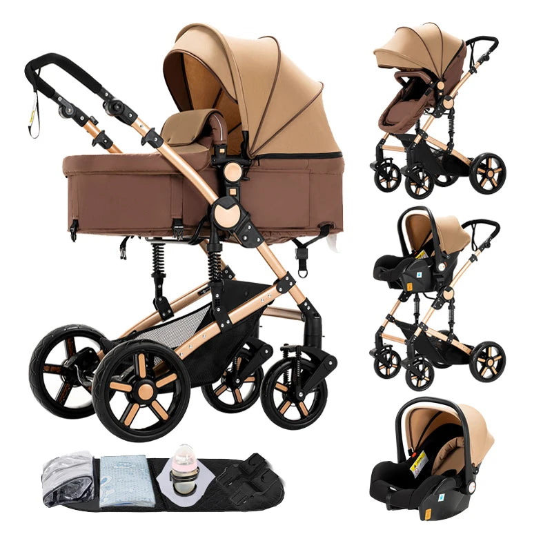 Baby Stroller 3‑in‑1 Travel System Pushchair Lightweight