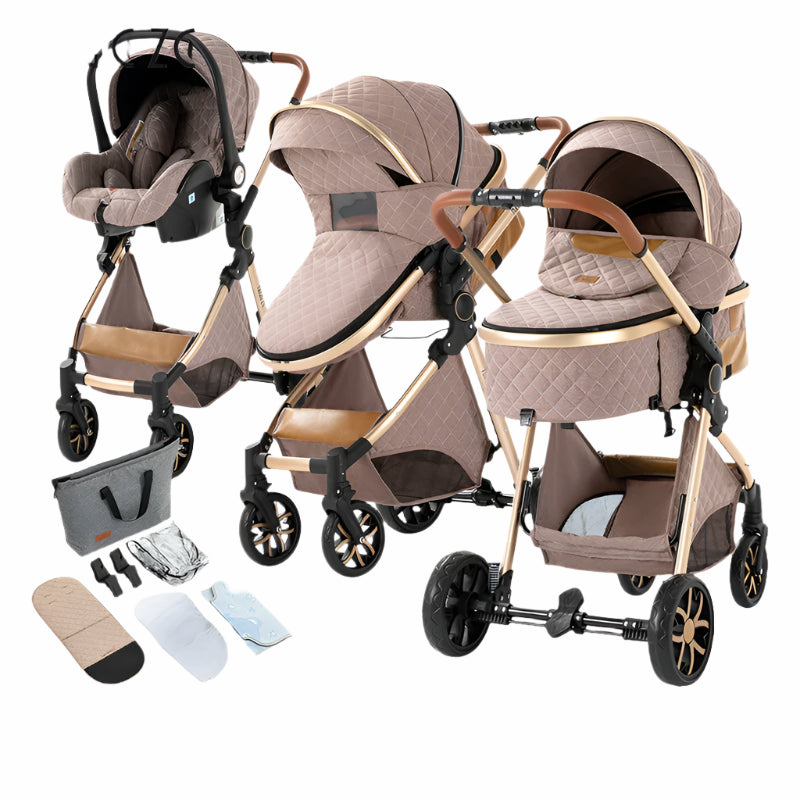Baby Stroller 3‑in‑1 Travel System Pushchair Lightweight