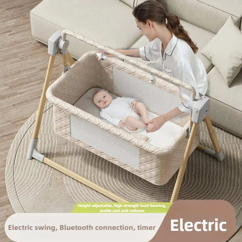 New Electric Baby Rocking Bed with Mosquito Portable Home Baby Rocking Bed Crib