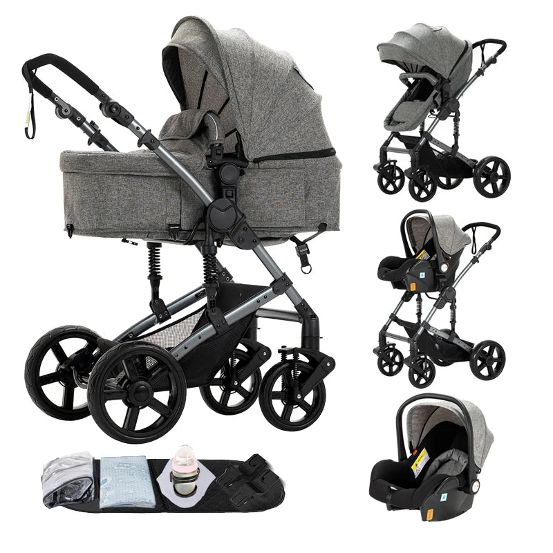 Baby Stroller 3‑in‑1 Travel System Pushchair Lightweight