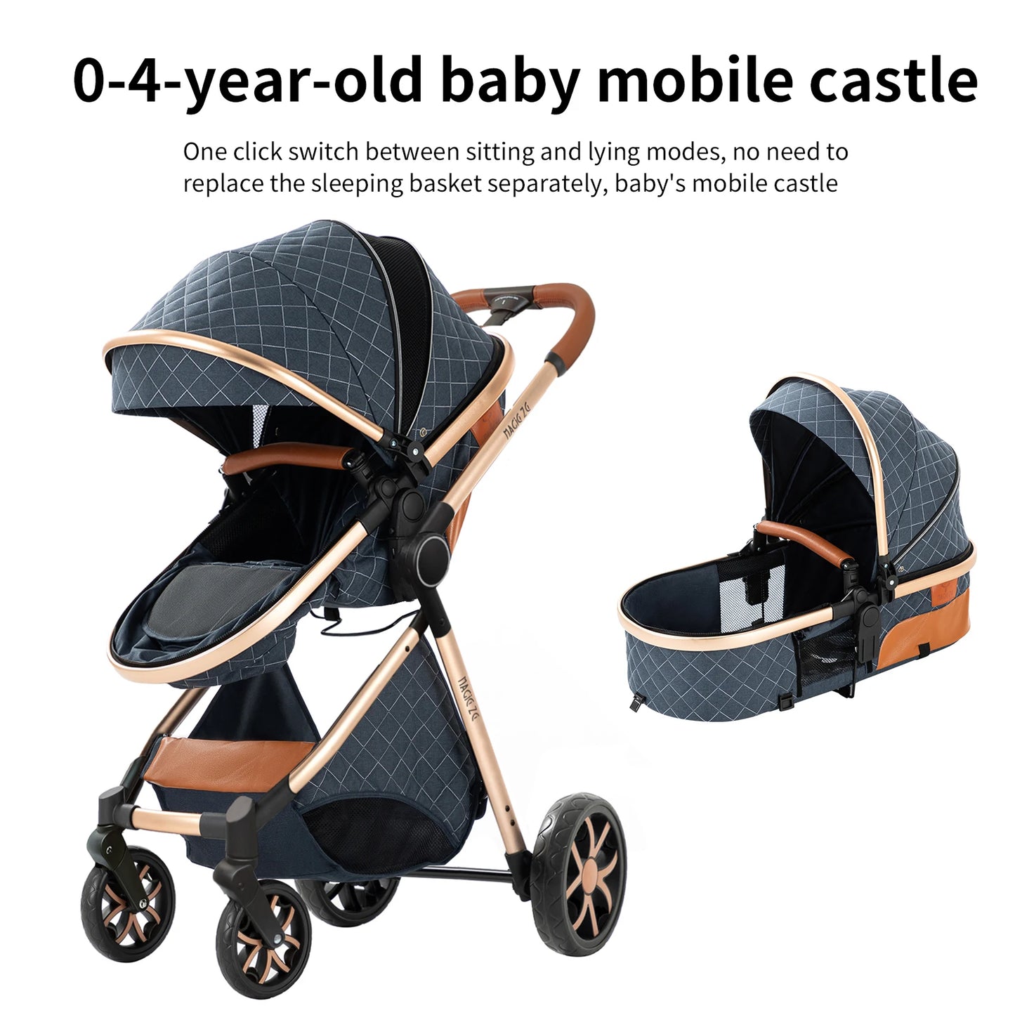 Baby Stroller 3‑in‑1 Travel System Pushchair Lightweight