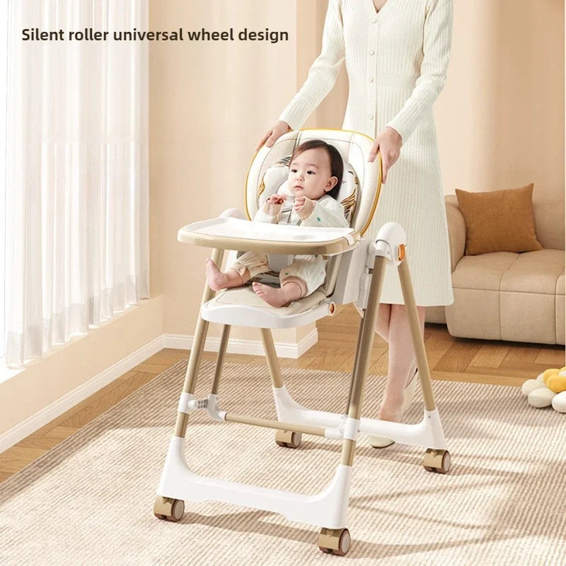 Baby dining chair, multifunctional foldable baby dining table chair, portable 2-in-1 rocking chair suitable for 0-6 years old