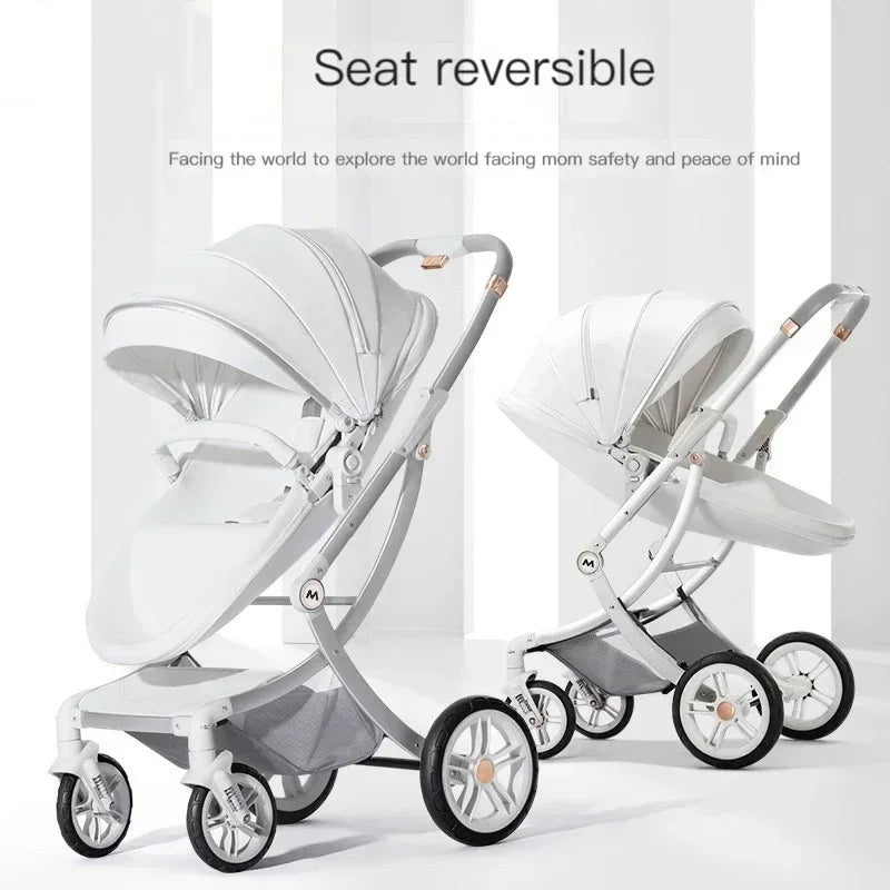 Baby Stroller 3in1,Luxury Baby Carriage with Car Seat, Eggshell Newborn Stroller