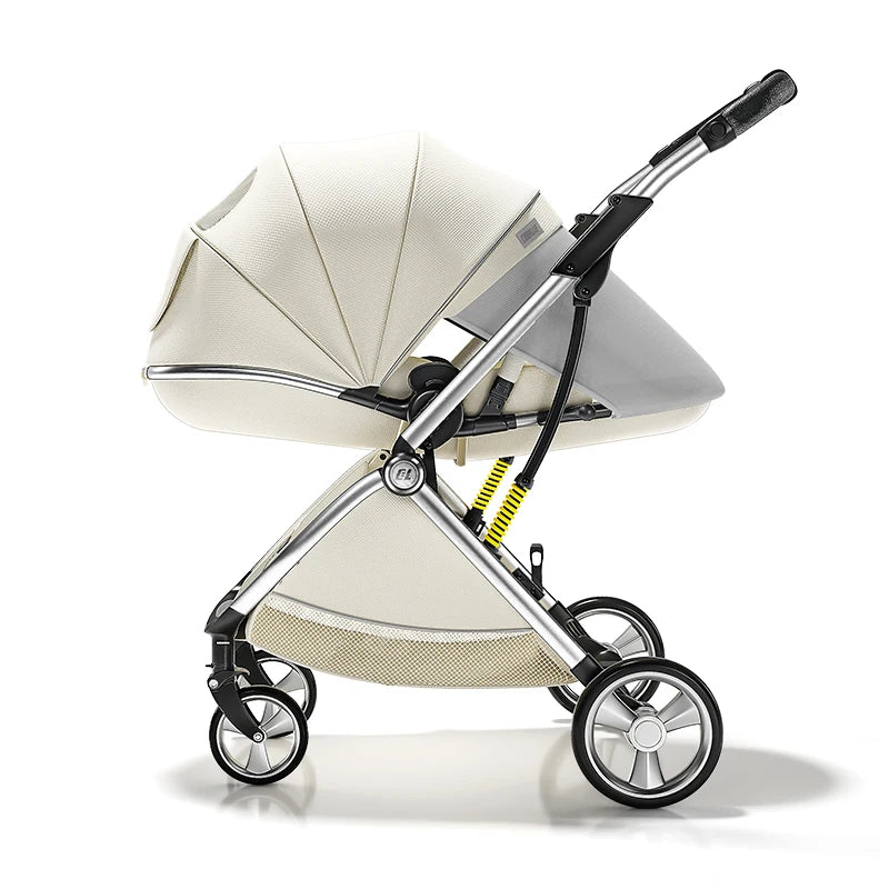 Luxurious Light High Landscape Baby Stroller Egg-shaped Seat for Newborn One Hand Recline Pushchair