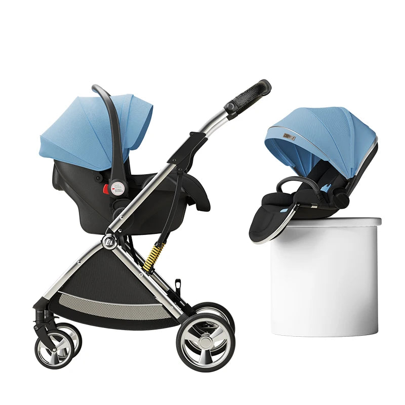 Luxurious Light High Landscape Baby Stroller Egg-shaped Seat for Newborn One Hand Recline Pushchair