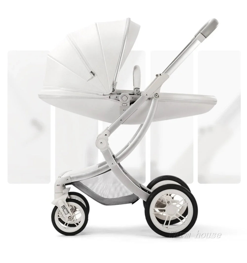 Baby Stroller 3in1,Luxury Baby Carriage with Car Seat, Eggshell Newborn Stroller