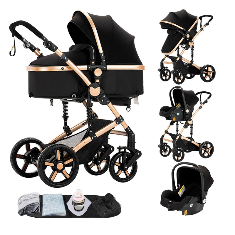 Baby Stroller 3‑in‑1 Travel System Pushchair Lightweight