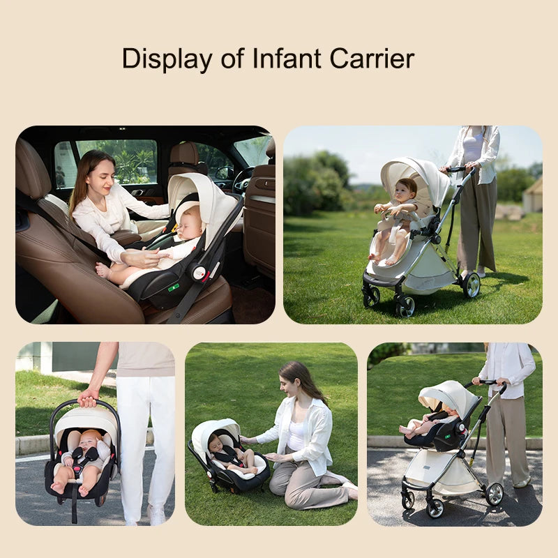 Luxurious Light High Landscape Baby Stroller Egg-shaped Seat for Newborn One Hand Recline Pushchair