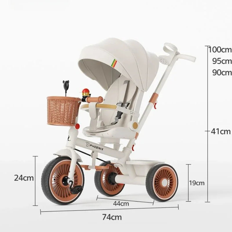 Hand-pushed children's tricycle three-wheeled baby stroller Lightweight Multi-purpose