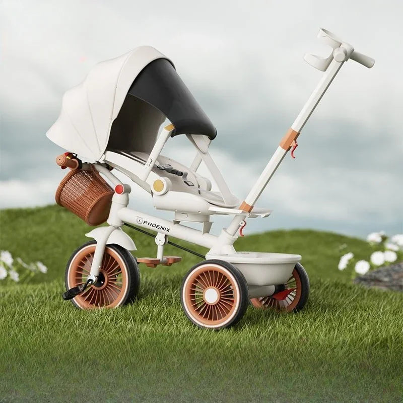 Hand-pushed children's tricycle three-wheeled baby stroller Lightweight Multi-purpose