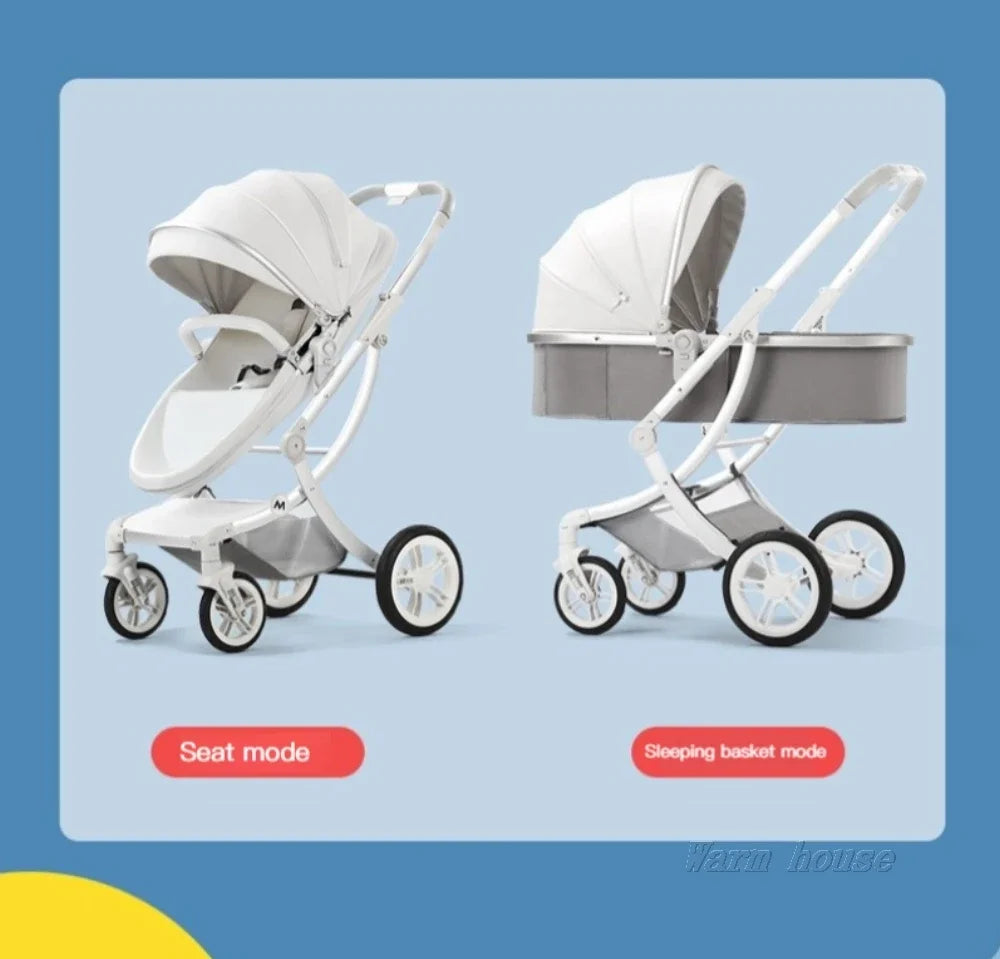 Baby Stroller 3in1,Luxury Baby Carriage with Car Seat, Eggshell Newborn Stroller