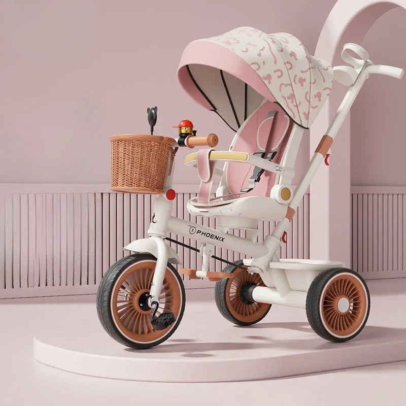 Hand-pushed children's tricycle three-wheeled baby stroller Lightweight Multi-purpose