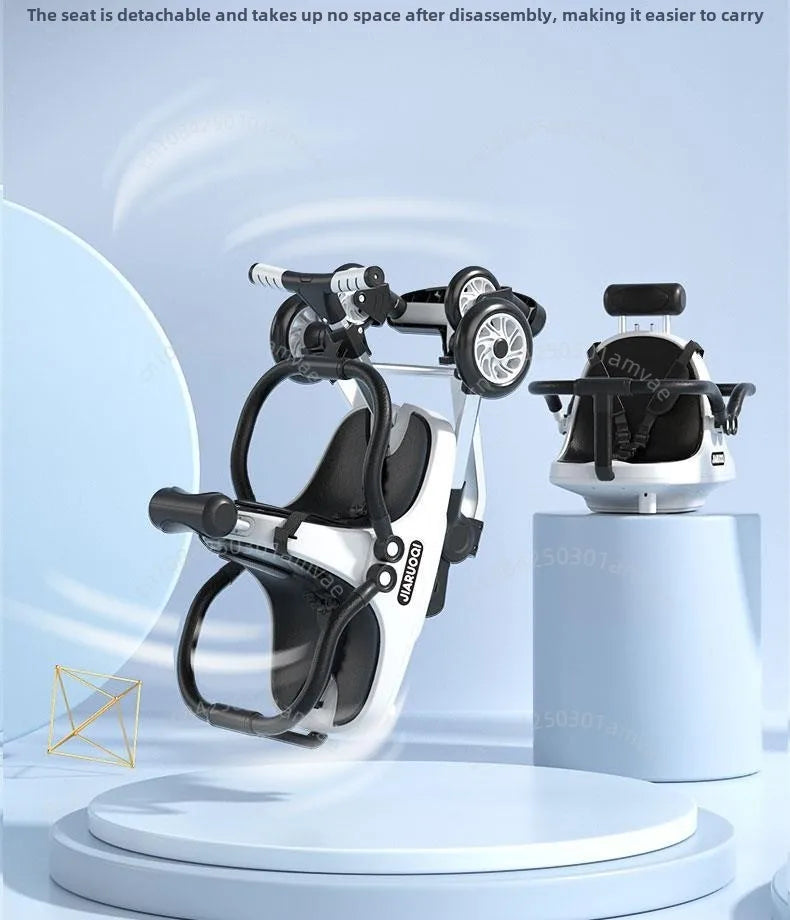 Lightweight Twin Baby Stroller High View Foldable Double Seat Baby Stroller with Adjustable Trolley Handle