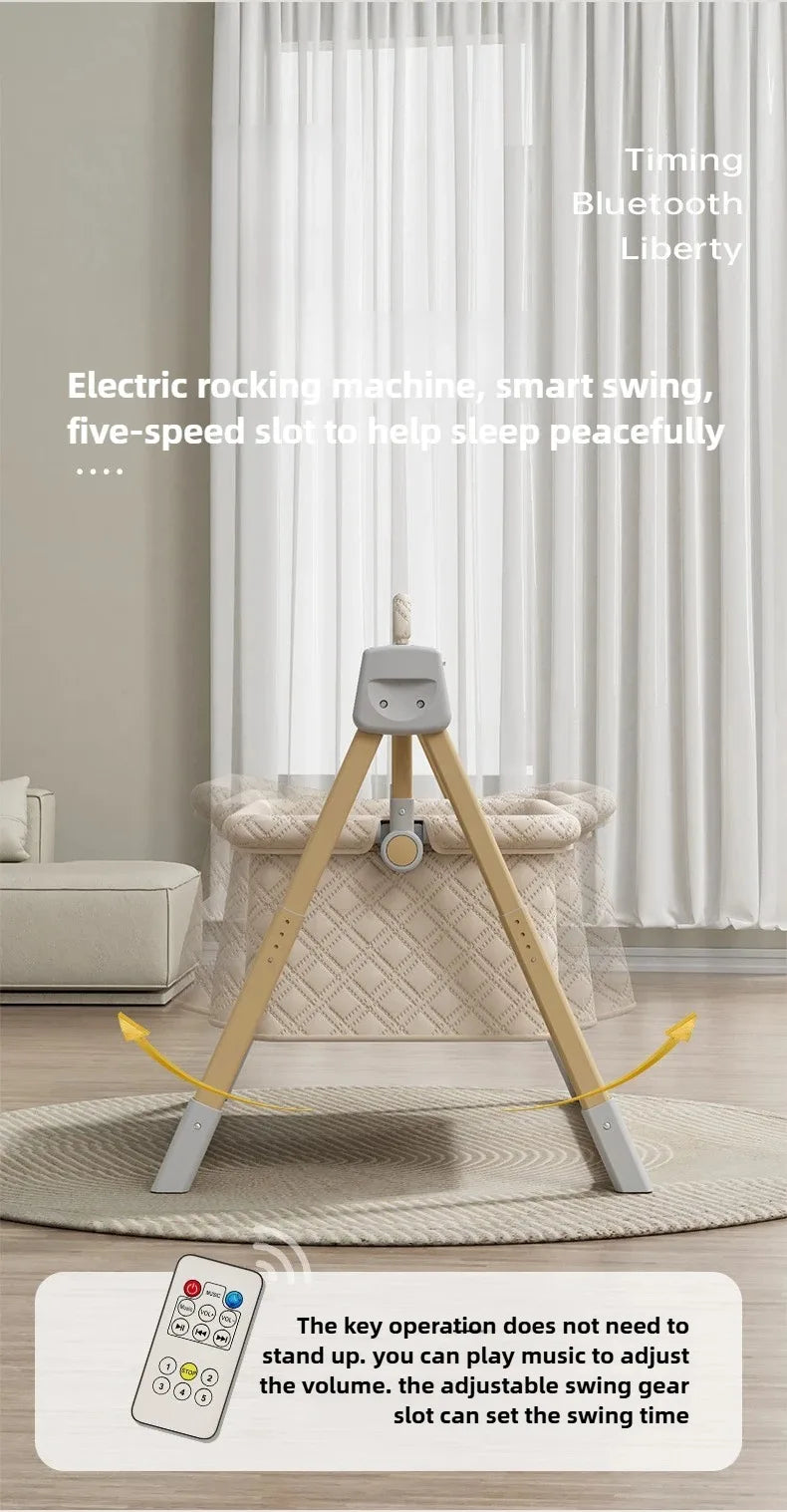 New Electric Baby Rocking Bed with Mosquito Portable Home Baby Rocking Bed Crib