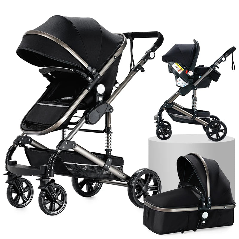 Compact Baby 3 in 1 Stroller Multifunctional Car Seat Stroller for Newborns Pushchair 0-36 months