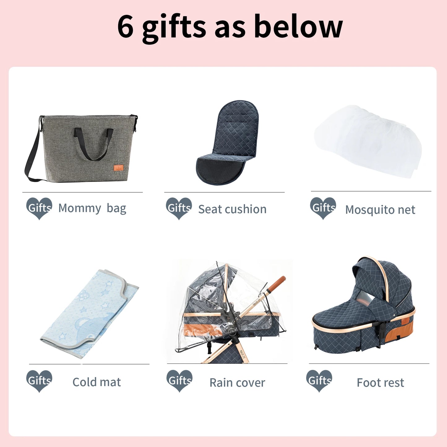 Baby Stroller 3‑in‑1 Travel System Pushchair Lightweight