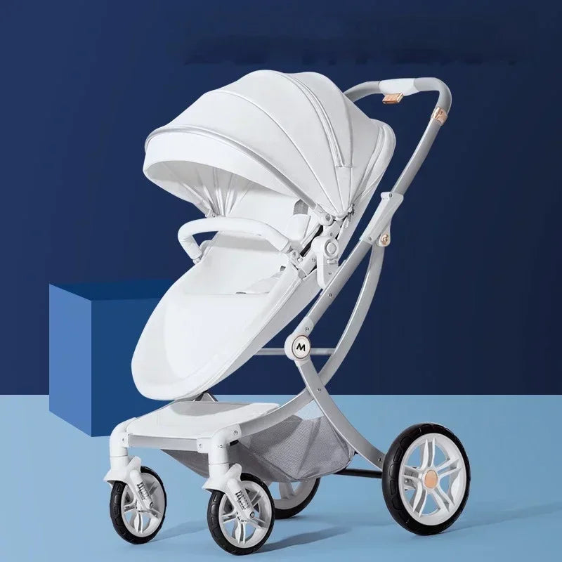 Baby Stroller 3in1,Luxury Baby Carriage with Car Seat, Eggshell Newborn Stroller