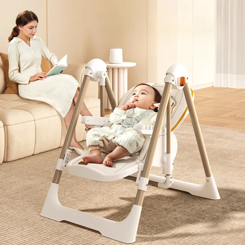 Baby dining chair, multifunctional foldable baby dining table chair, portable 2-in-1 rocking chair suitable for 0-6 years old