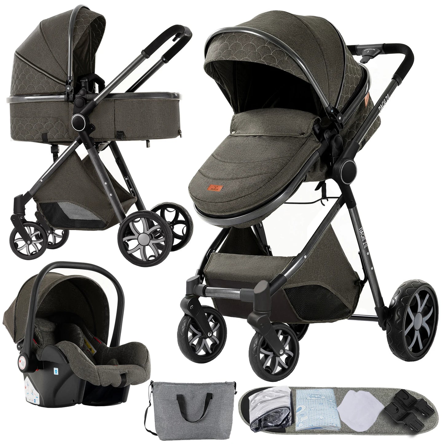 Baby Stroller 3‑in‑1 Travel System Pushchair Lightweight