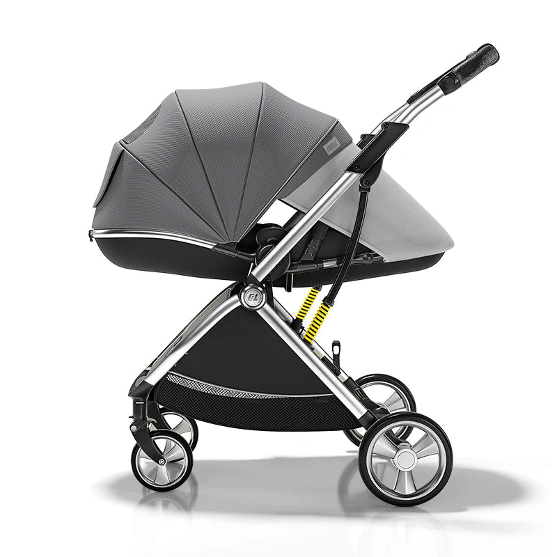 Luxurious Light High Landscape Baby Stroller Egg-shaped Seat for Newborn One Hand Recline Pushchair