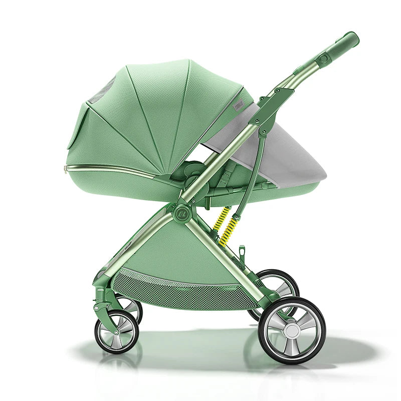 Luxurious Light High Landscape Baby Stroller Egg-shaped Seat for Newborn One Hand Recline Pushchair