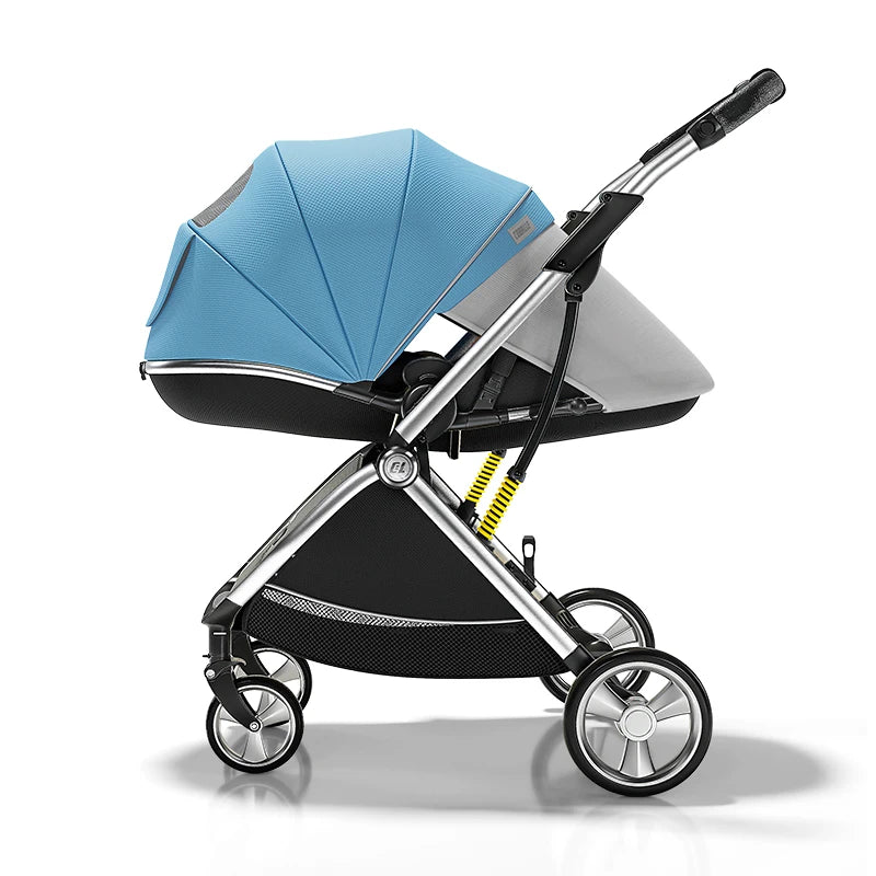 Luxurious Light High Landscape Baby Stroller Egg-shaped Seat for Newborn One Hand Recline Pushchair