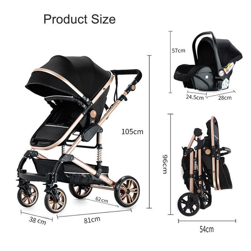 Compact Baby 3 in 1 Stroller Multifunctional Car Seat Stroller for Newborns Pushchair 0-36 months