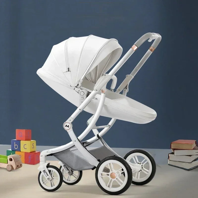 Baby Stroller 3in1,Luxury Baby Carriage with Car Seat, Eggshell Newborn Stroller