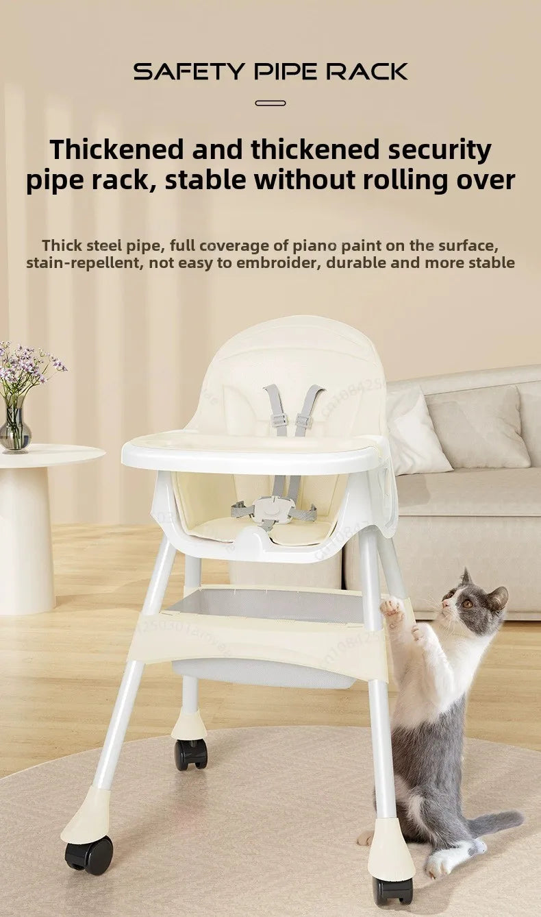 Portable Baby Dining Chair for Home Use Adjustable Height Multi-function Foldable High Chair