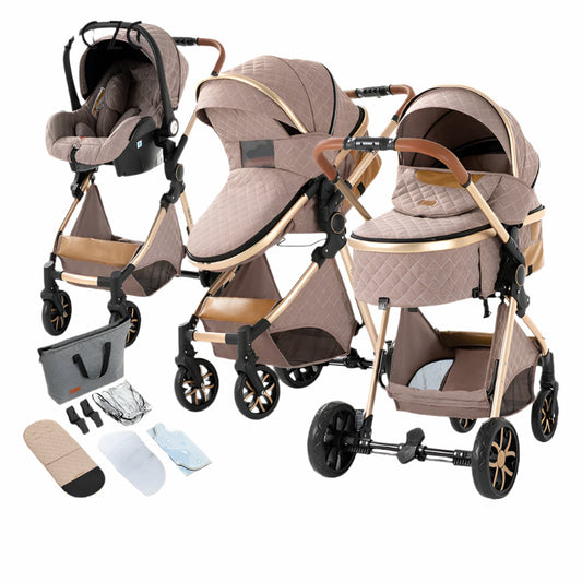 Baby Stroller 3‑in‑1 Travel System Pushchair Lightweight