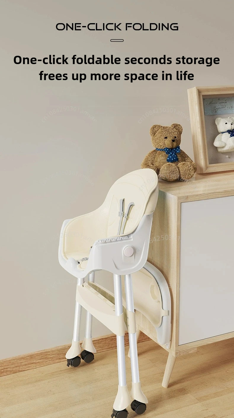 Portable Baby Dining Chair for Home Use Adjustable Height Multi-function Foldable High Chair
