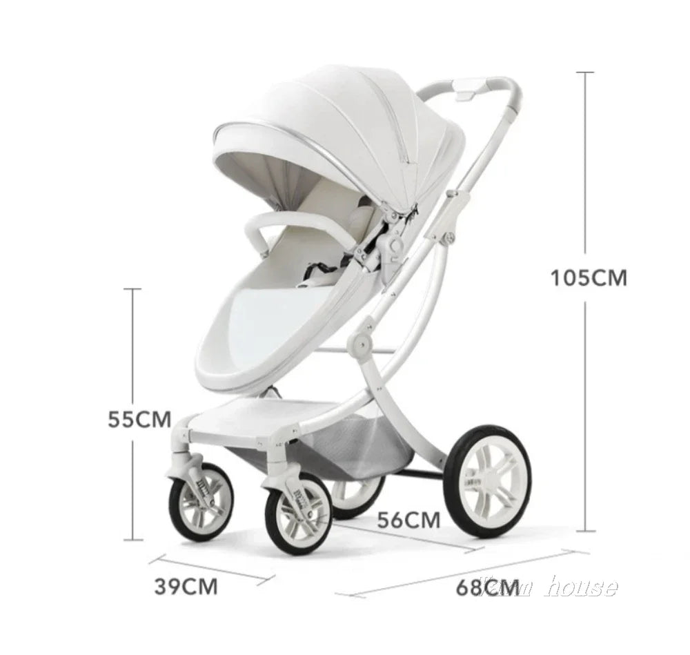 Baby Stroller 3in1,Luxury Baby Carriage with Car Seat, Eggshell Newborn Stroller