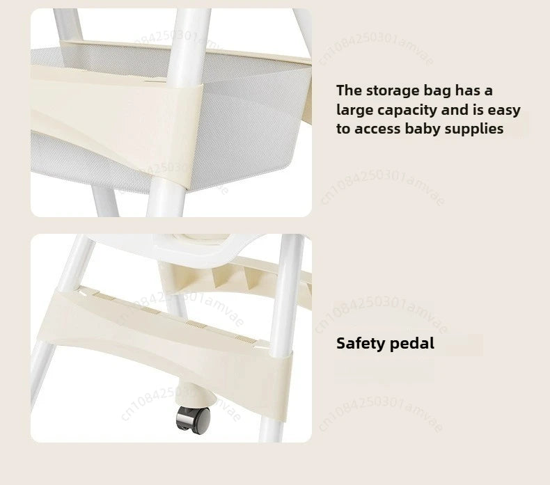 Portable Baby Dining Chair for Home Use Adjustable Height Multi-function Foldable High Chair