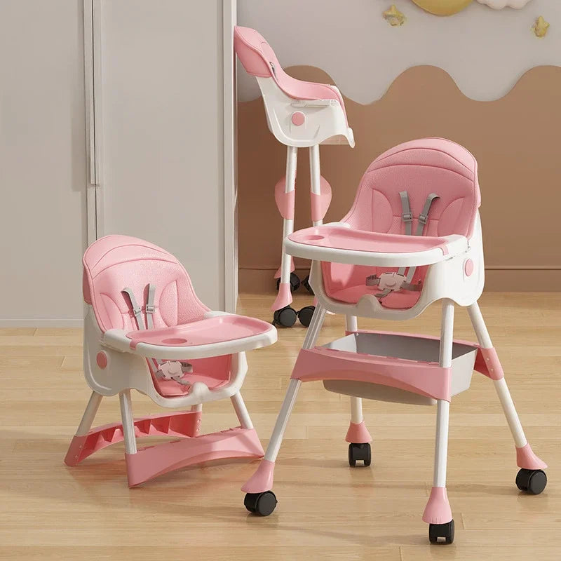 Portable Baby Dining Chair for Home Use Adjustable Height Multi-function Foldable High Chair