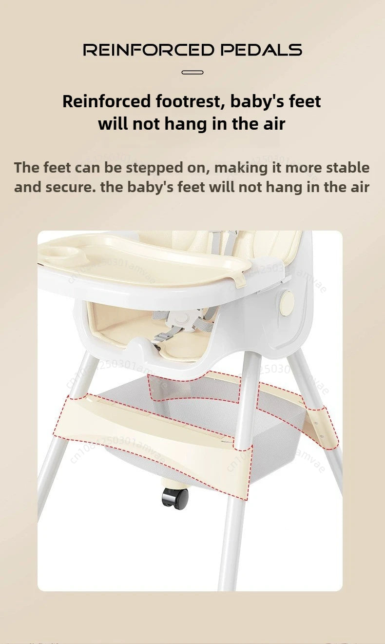 Portable Baby Dining Chair for Home Use Adjustable Height Multi-function Foldable High Chair